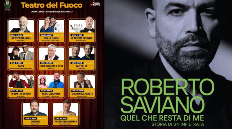 Teatro del Fuoco, a Foggia arriva Roberto Saviano
